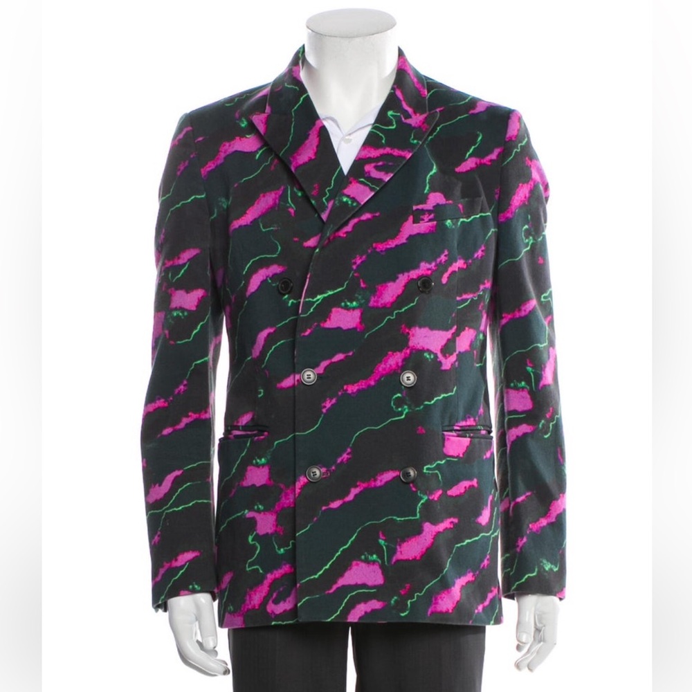 Dries Van Noten x Len Lye Tie Die Print Double Breasted Blazer
